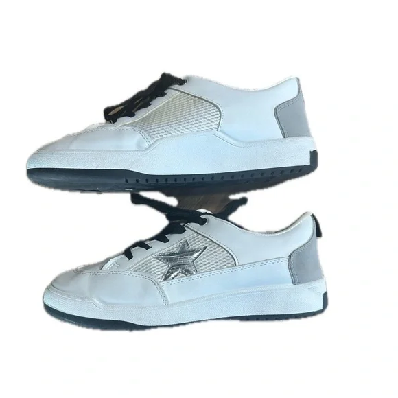 VINTAGE HAVANA Perla Chrome Side Star Low Top Sneaker in White Multi Size 10 - Picture 1 of 5